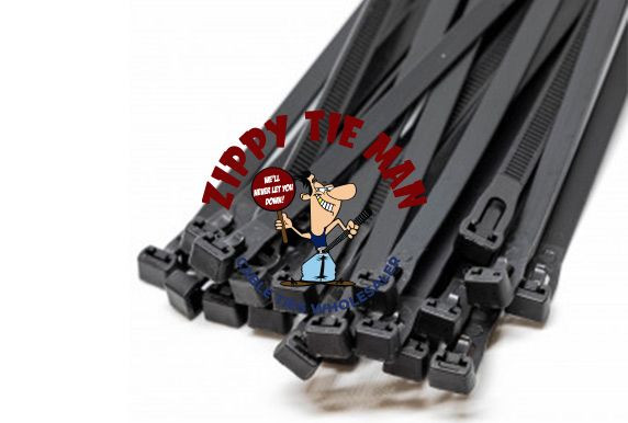 7.6mm x 300mm Black Releasable Cable Ties 100pcs